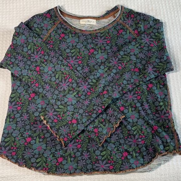 Natural Life floral long sleeve cropped shirt size large - Picture 3 of 10